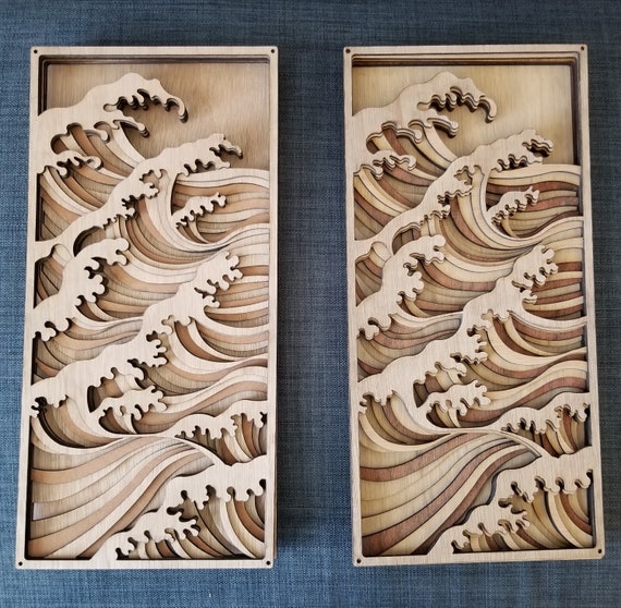 Ocean WAVES - Wood Multi-layered Design, 3D Layered Art, Wall and