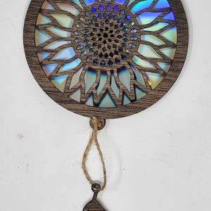 Sun Catchers, Sun Flower, Laser cut wood, Multiple colors, Wooden Wall art, Home Décor. Repurposed DVD