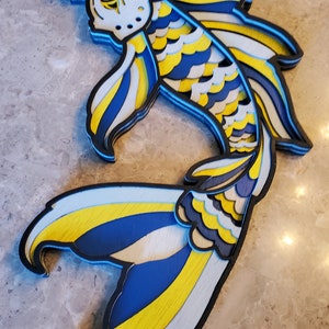 Koi Fish - Wood Multi-Layered Design, 3D Layered Art, Wall and Home Decor, Laser Cut, Laser Cut Wall Art