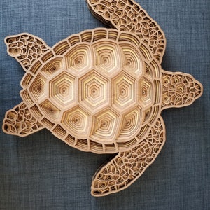 Sea Turtle - Wood Multi-layered Design, 3D Layered Art, Wall and Home ...