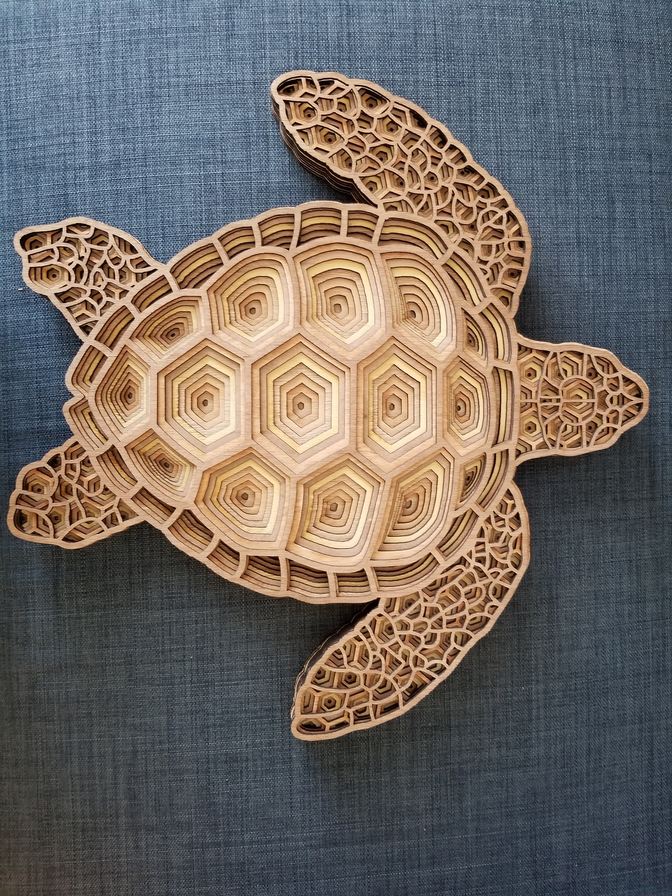 Sea Turtle - Wood Multi-layered Design, 3D Layered Art, Wall and