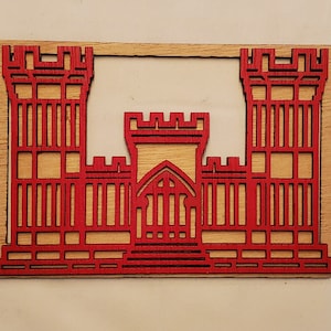 Engineer Castle, 2D, Custom, Mini Art, Greeting, Weddings, Card cover  - Laser cut wooden card covers/ insert, Wall and Home Décor and art