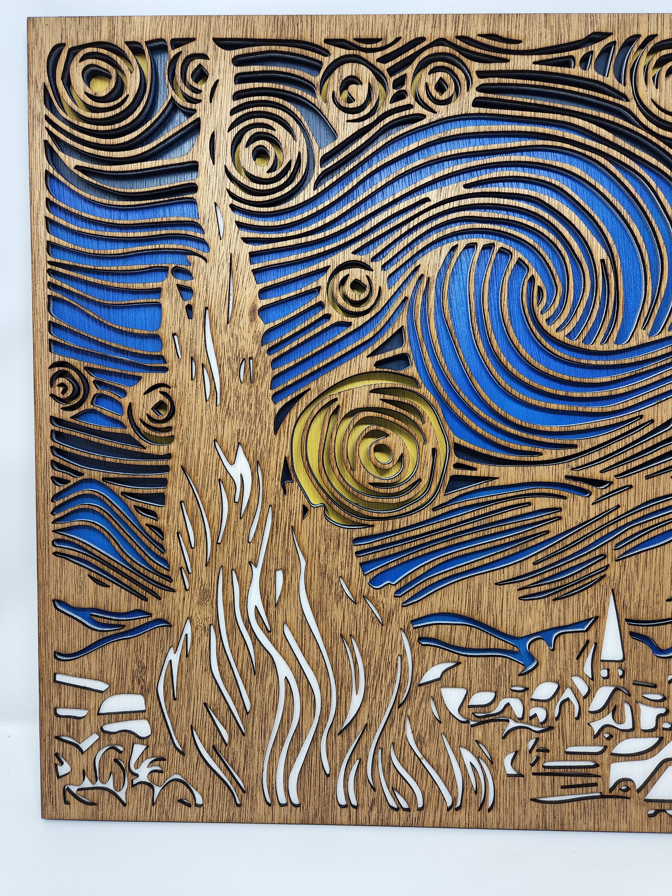 Van Gogh Starry Night 1889 - Wood Multi-layered Design, 3D Layered