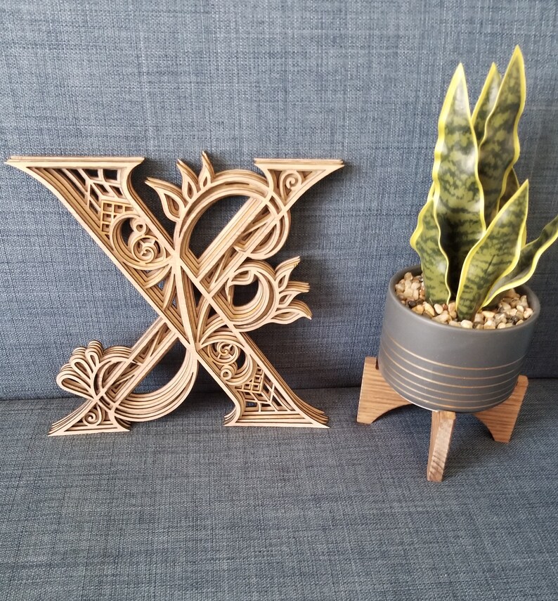 Letter X - Wood Multi-layered Monogram, 3D Layered Art Letters, Wall ...