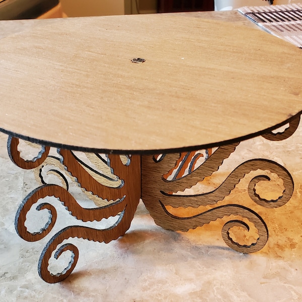 Octopus Stand, Small plant stand. Laser cut art.