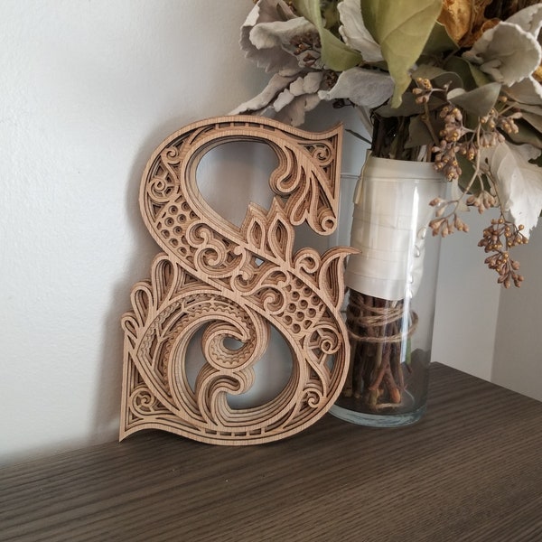 Letter S - Wood Multi-layered Monogram, 3D Layered Art Letters, Wall and Home Decor,  Wall Art, Laser Cut Single Letter