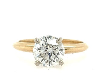 1.41 Carat Round Diamond Solitaire Ring - 14K Yellow Gold (Size 4 3/4 US)