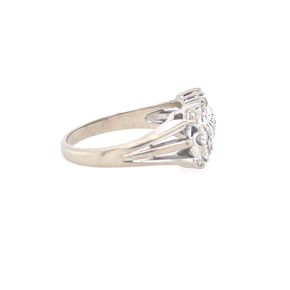 14K White Gold Diamond Cluster Ring, 3 Row Diamon… - image 3