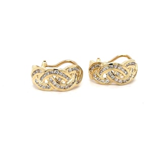 14K Yellow Gold Omega Clip Back Diamond Earrings with .96 TDW