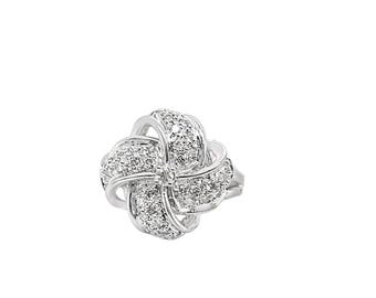 14K White Gold Diamond Cluster Flower Ring