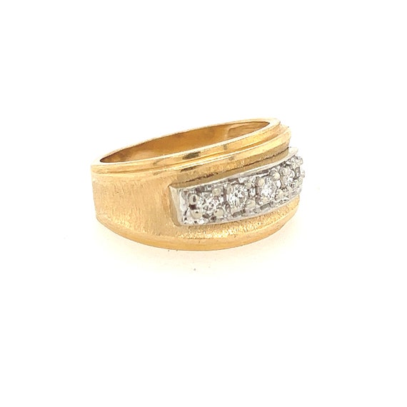 14K Yellow Gold Diamond Wedding Band, Stacking Be… - image 2