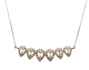 14K Yellow Gold Diamond Pear Shape Bar Necklace – Natural Diamond Fine Jewelry