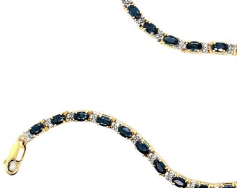 14K Yellow Gold Sapphire & Diamond Bracelet - September Birthstone