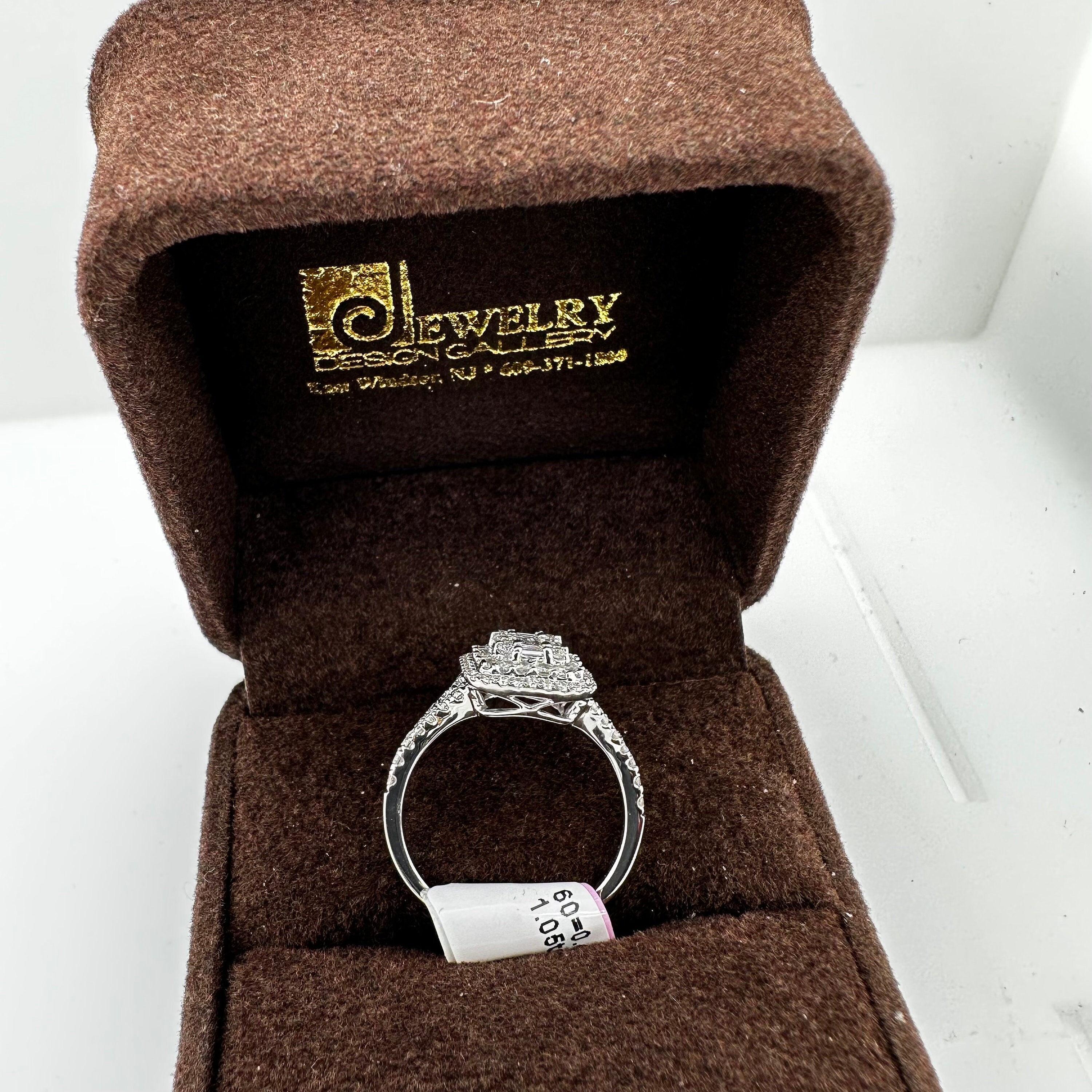 18K White Gold 1.05 TWT Diamond Cluster Ring, Engagement 18K White Gold 1.05 TWT Diamond Cluster Ring, Engagement