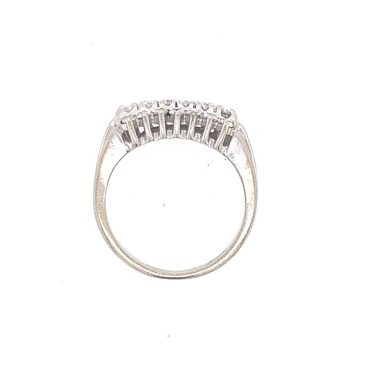 14K White Gold Diamond Cluster Ring, 3 Row Diamon… - image 5
