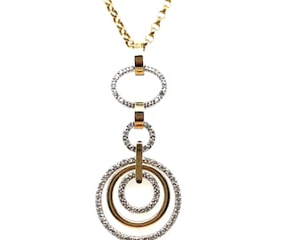 14K Two-Tone Gold Diamond Pendant Necklace