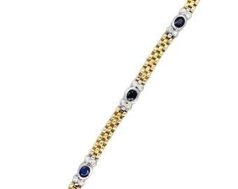 14K Two-Tone Gold Sapphire and Diamond Bracelet – Fine Jewelry