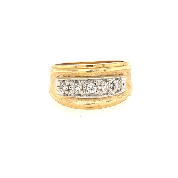 14K Yellow Gold Diamond Wedding Band, Stacking Be… - image 1