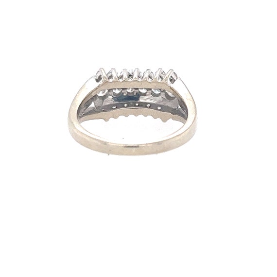 14K White Gold Diamond Cluster Ring, 3 Row Diamon… - image 4