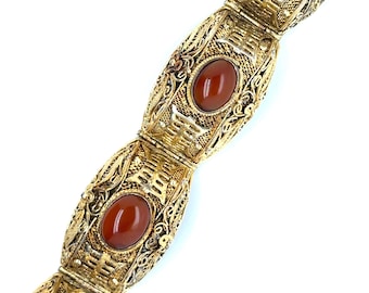 Vintage Sterling Silver Carnelian Bracelet– Fine Imported Silver