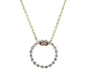 14K Yellow Gold Cable Chain and Round Diamond Pendant