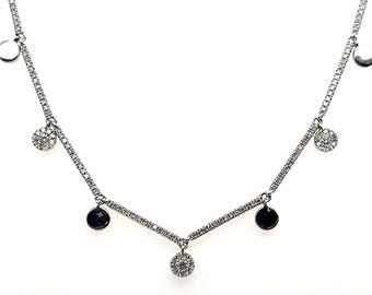 14K White Gold Eight channel Diamond Necklace with .56 carats