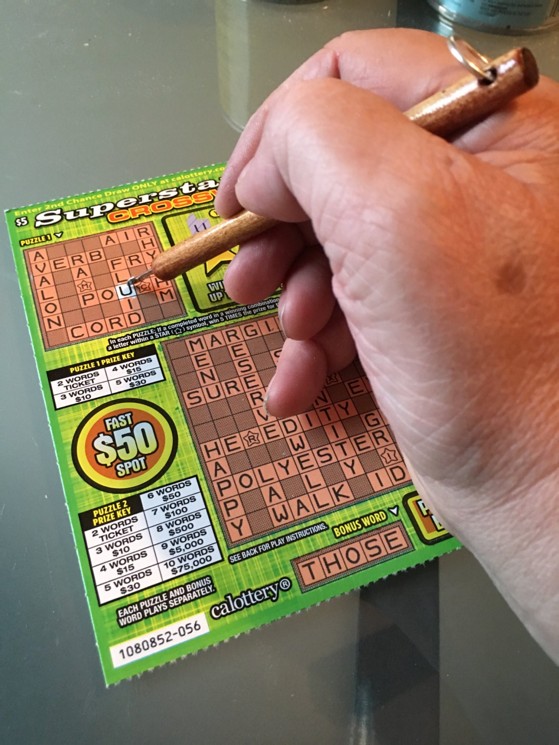 LOTTO 7 SCRATCHER, Lottery Scratch-off tool, TM & C 2013, Pat. Pend.