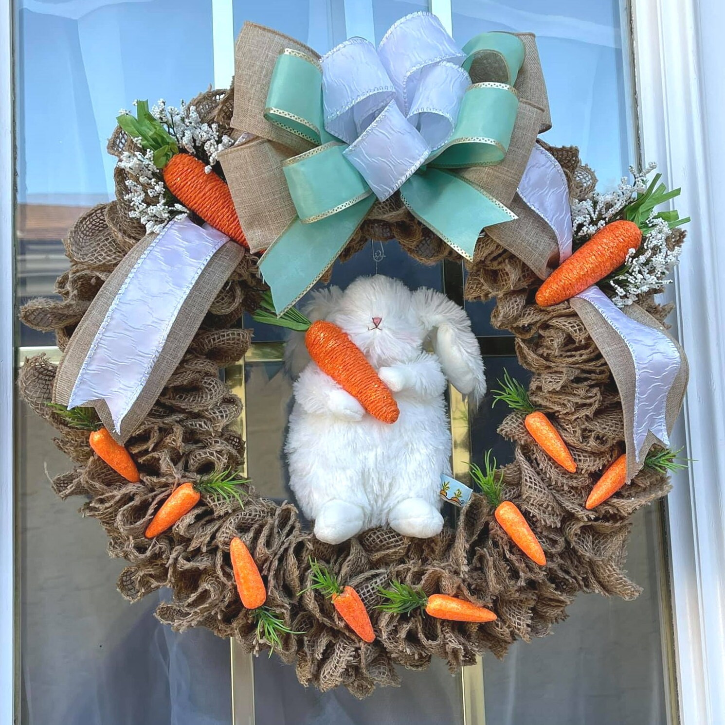 Easter Wreath Bunny Wreath Burlap Easter Wreath Farmhouse