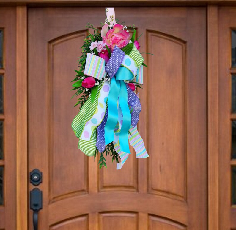 Flowery Swag Wreath Beautiful Flower Swag Wreath Tear Drop Etsy