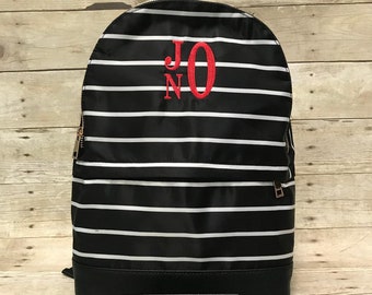 backpack, monogrammed backpack, personalized backpack, diper bag, balck backpack, embroidered backpack, personalized gifts, personalized bag