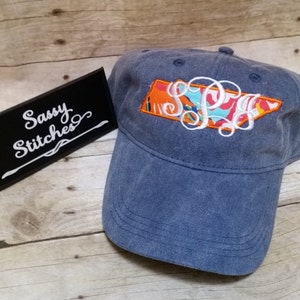 State logo hat, personalized baseball caps, monogrammed baseball hat, beach hat, ladies baseball hat, gifts for her, graduation gifts