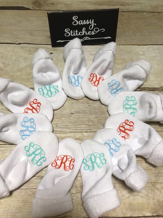 Infant sock, monogrammed socks, girl socks, baby socks, infant monogrammed socks, baby shower gift, personalized  socks, baby monogram