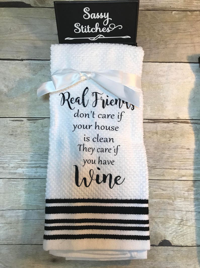 Kitchen Towels Towels With Wine Sayings Decorative Kitchen Etsy