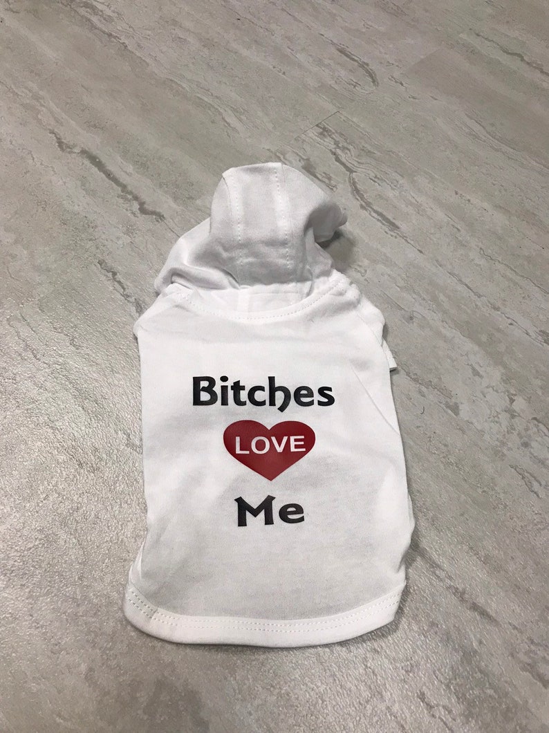 Dog clothing, dog shirt, dog tee, dog clothes, dog outfit, pet outfit, pet clothing, pet hoodie, pets accessories, bitches love me, pets image 9