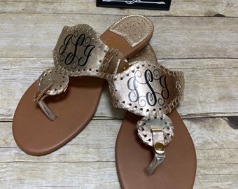 Gold sandals, gold flip flops, monogrammed sandals, personalized sandals, changeable sandals, beach shoes, flip flops, monogrammed shoes