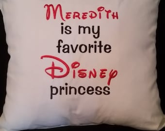Favorite Disney princess pillow, Disney embroidered pillows, pillows, gifts for her, Disney, personalized pillow, personalized Disney pillow