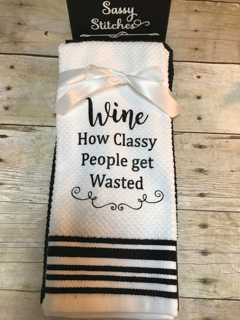 Kitchen Towels, towels with wine sayings, decorative kitchen towels, towel set, kitchen towel set, wine towels, kitchen decor , kitchen zdjęcie 6