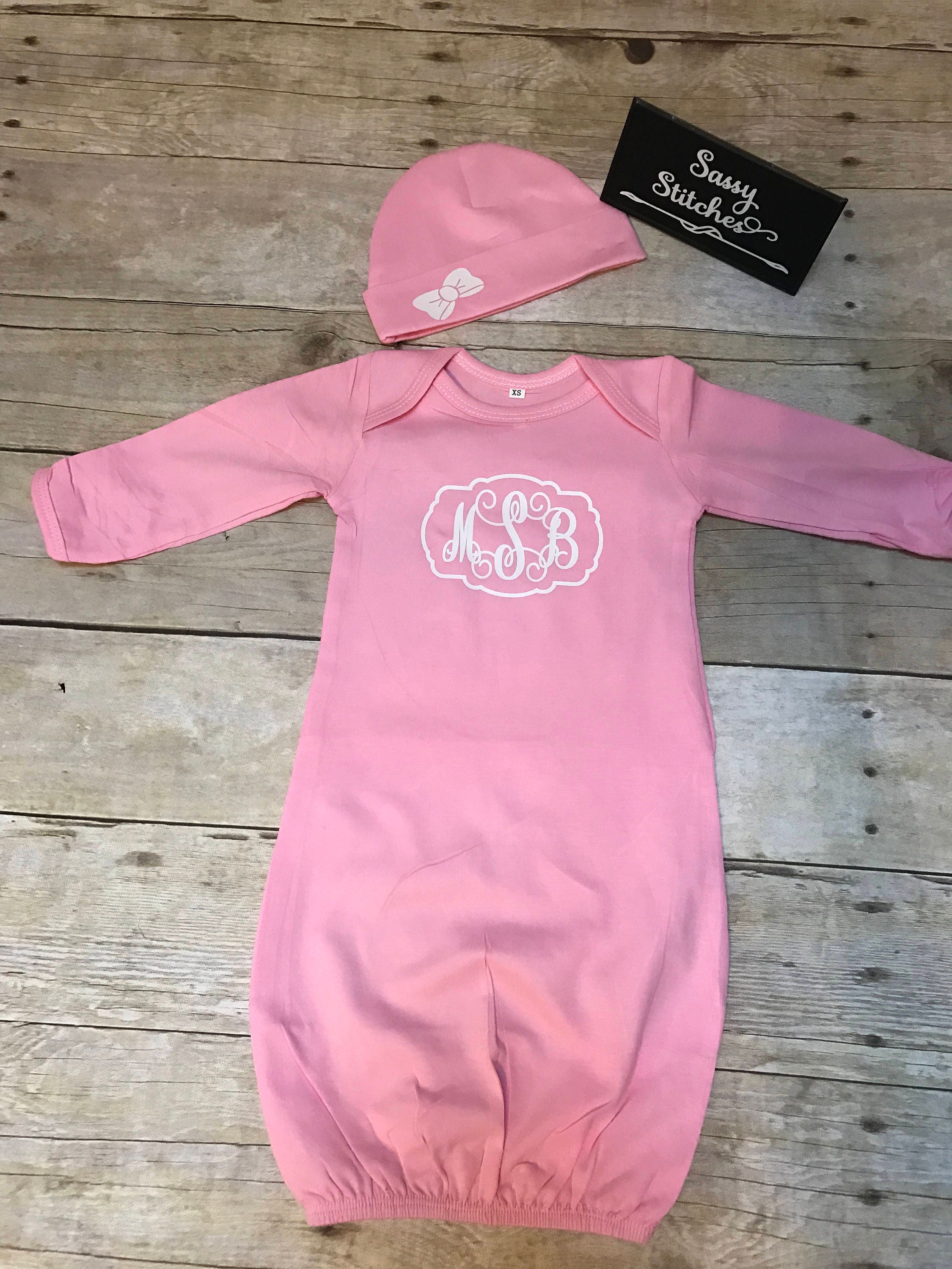 Infant gown with hat newborn gown newborn gown with hat Etsy