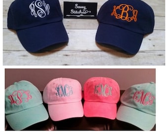 Monogrammed hats, baseball caps, personalized baseball hats, embroidered hats, gifts for her, birthday gifts, beach hats, preppy hats