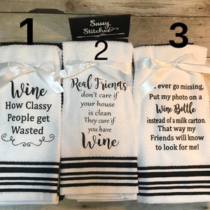 Kitchen Towels, towels with wine sayings, decorative kitchen towels, towel set, kitchen towel set, wine towels, kitchen decor , kitchen zdjęcie 1