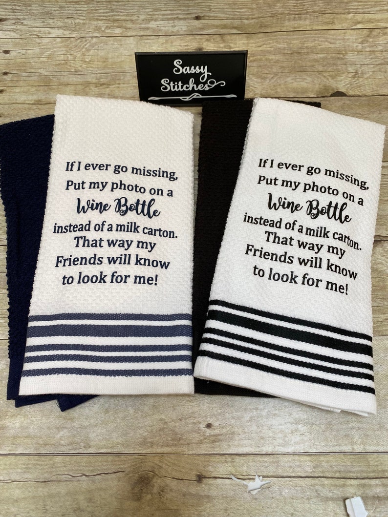 Kitchen Towels, towels with wine sayings, decorative kitchen towels, towel set, kitchen towel set, wine towels, kitchen decor , kitchen image 7