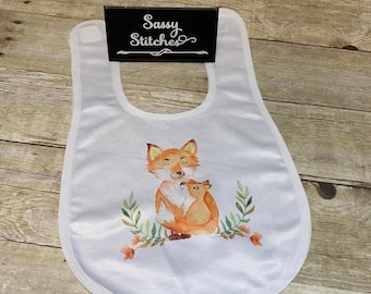 Baby bib, baby fox bib, infant bib, baby shower gift, newborn gift, bibs, bib, cute baby bibs