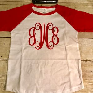 Girls monogrammed shirt, baseball sleeve tee, large monogram tee, toddler monogram shirt, toddler baseball tee, personalized girls shirt image 8