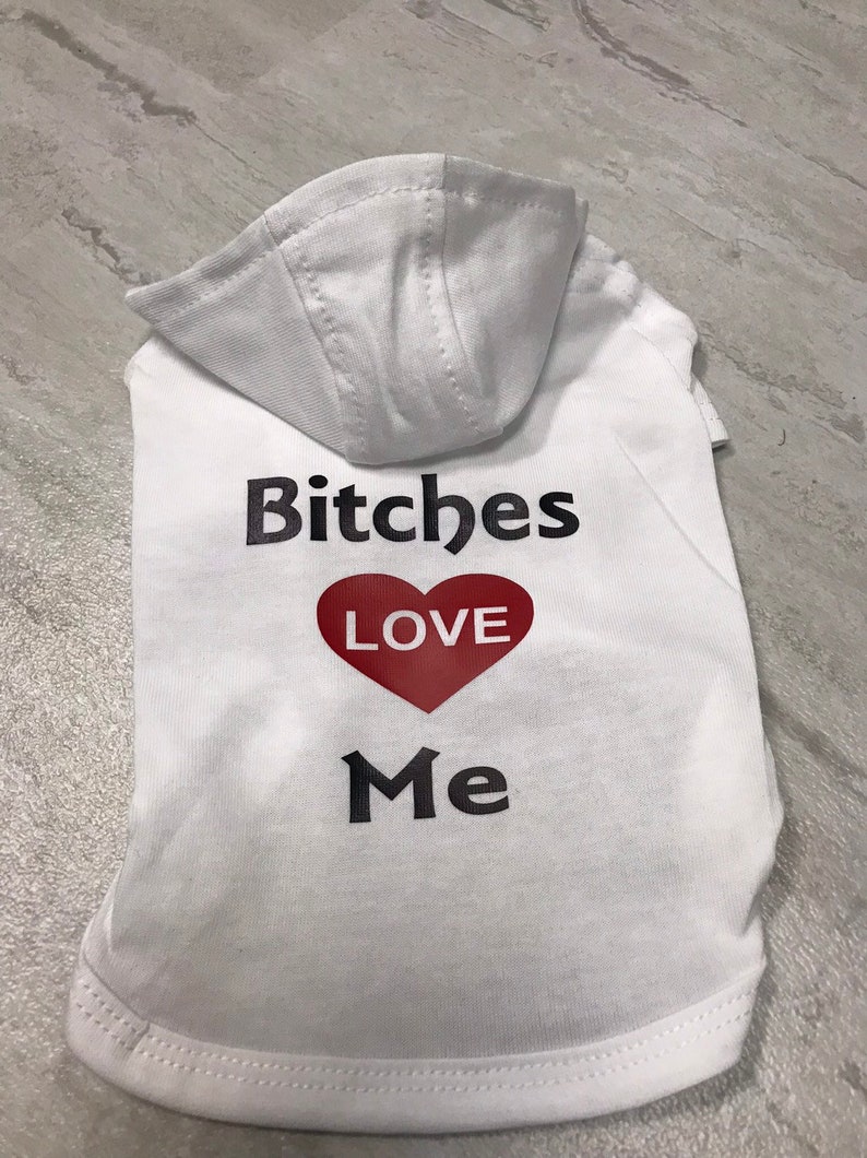 Dog clothing, dog shirt, dog tee, dog clothes, dog outfit, pet outfit, pet clothing, pet hoodie, pets accessories, bitches love me, pets image 10