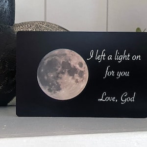 5 Inch Faith Block, I left a light on for you Love, God, Faith Decor, Tier Tray Decor, Moon Decor, Moon Sign, Spiritual, Pat Isaac