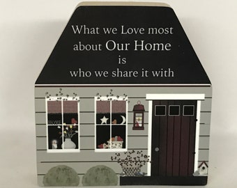 4" Mini House, What we love most about our home, Spring House, Summer Block House, Small Wood House, Tier Tray Decor, Pat Isaac