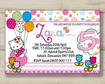 Kitty Invitation Etsy