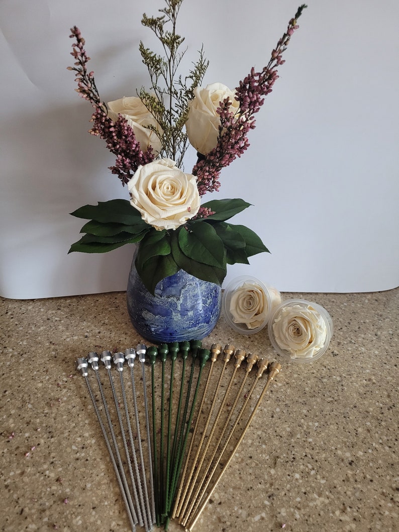 Plastic rose stems for preserved roses and acrylic rose boxes.make your Valentines day gifts image 9