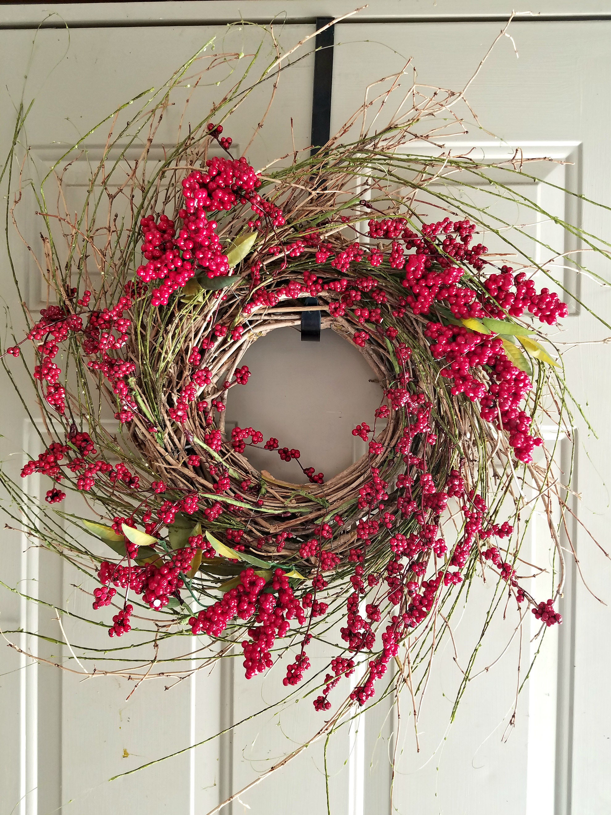 Berry Wreath Twig Door 23 Inch Red 1