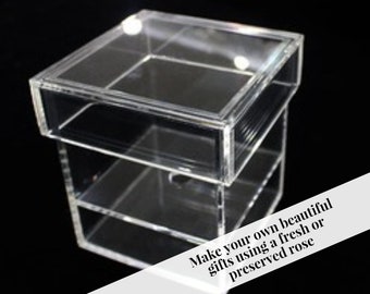 Single acrylic box for preserved roses